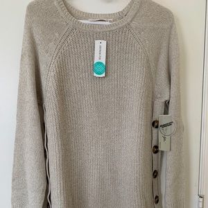 Long sleeve sweater, button detail NWT
